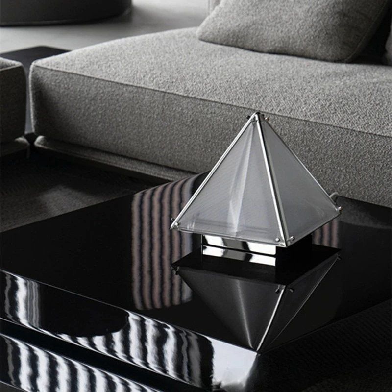 Art Decorative Desk Lamp Modern Simple Creative Living Room Bedside Lamp Study Model Room Glass Lamp Pyramid Ornament