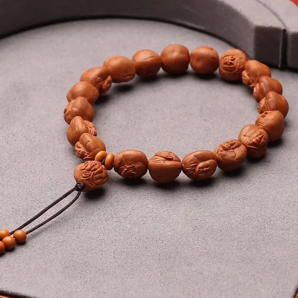 Dragon Walnut Carving Relief Bracelets for Men [3 Crazy 18 Arhats] Size: 12mm Peach Pit Carving Hand String High-grade Jewelry