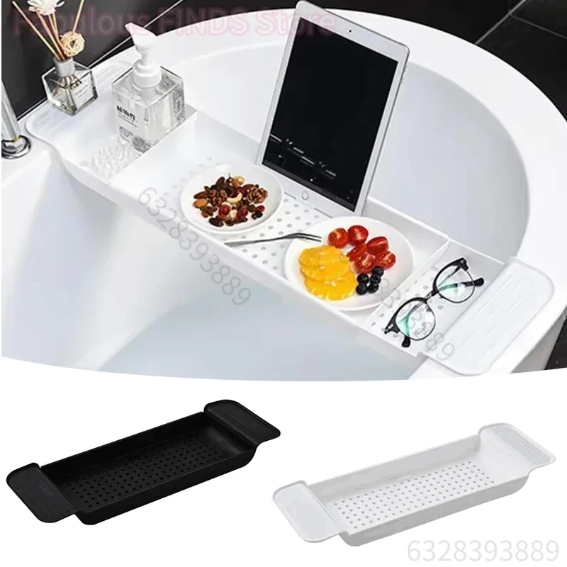 Étagère de baignoire extensible en bambou, plateau de douche, panier de rangement pour serviettes et livres, accessoires de salle de bain