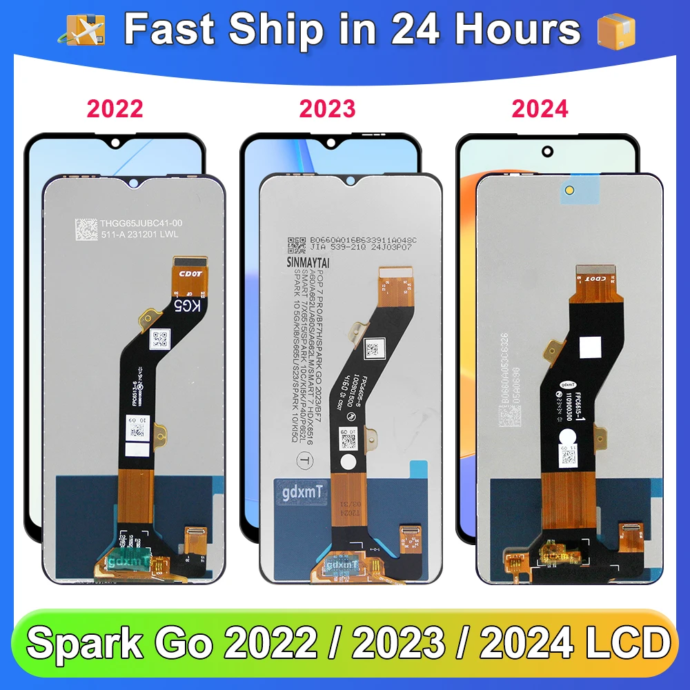 For Tecno Spark Go 2024 BG6 For Tecno Spark Go 2022 2023 KG5 BF7n LCD Display Touch Screen Digitizer Assembly Replacement