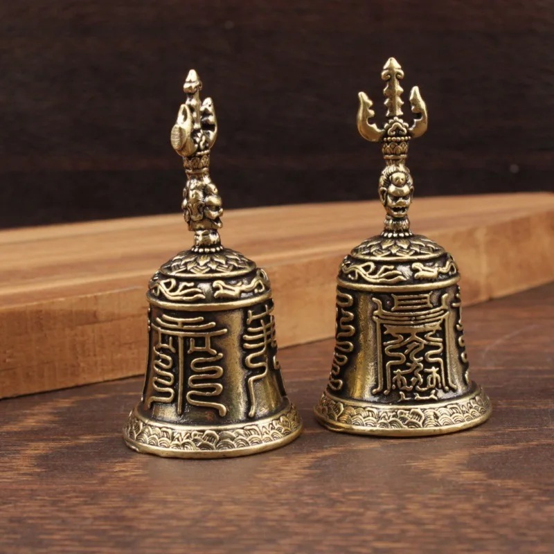 1 large brass hand bell, brass bell, Vajra bell, Taoist Sanqing bell, copper hand bell ornament