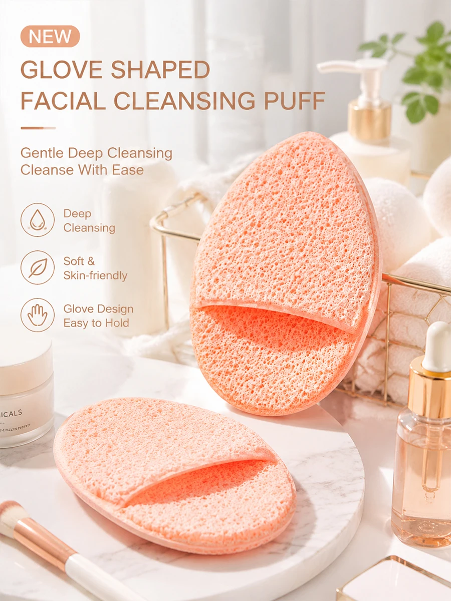 1/2 unidades Esponja Facial de Limpeza que Expande em Água, para Limpeza Profunda, Removedor de Máscara de Argila, Puff de Limpeza Suave com Alça para