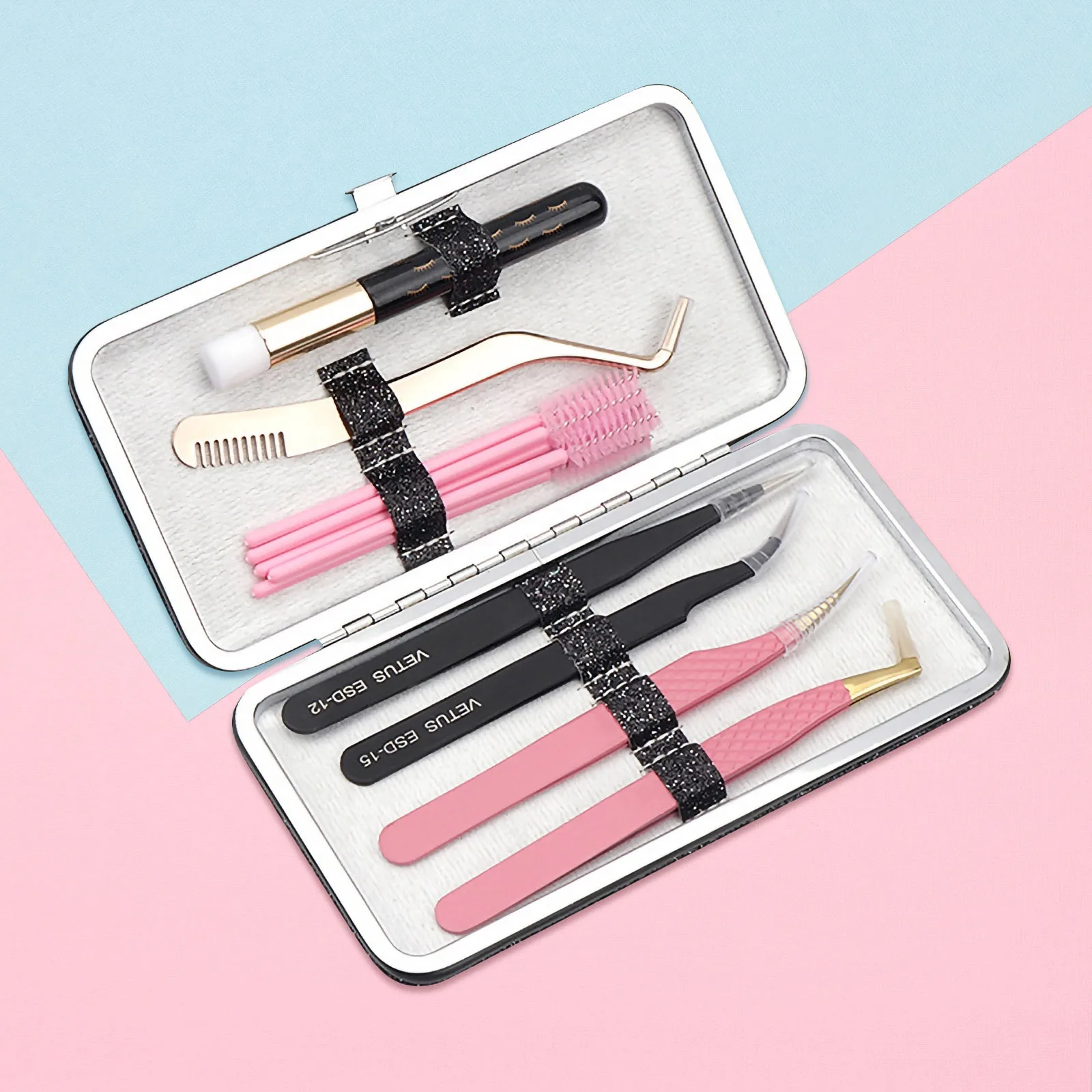 

Tweezers Box Storage Container Magnetic Closure Portable Lash Tool Organizer Makeup Accessories Storage Container