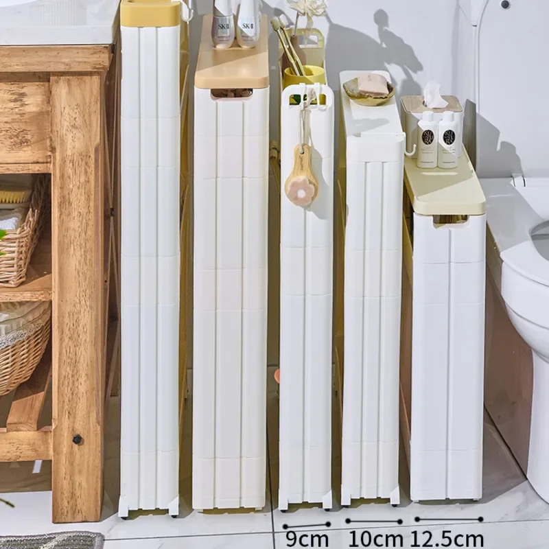 Schmaler Nischen-Aufbewahrungswagen, Badezimmerregal mit 10 cm Breite für Toiletten-Seitenschrank, Tür-Rückwandregal, Platzsparender Organizer