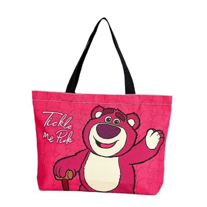 Disneynew Stitch large canvas bag Strawberry Bear shoulder bag handbag women\'s bag large capacity shopping bag commuter tote bag