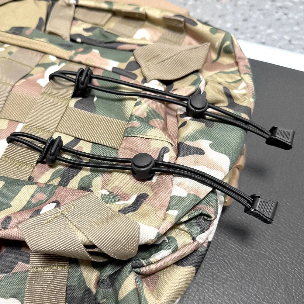 Outdoor Backpack Elastic Rope Fixed Buckle Camping Equipment Hiking Pole Fixing Tie Cord Rope External Buckle Flashlight Clip