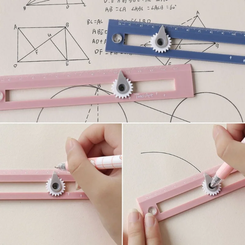 Color Multifunctional Drawing Circle Tool DIY Geometric Compass Two-in-one Compasses Ruler for Office School Kawaii Stationary