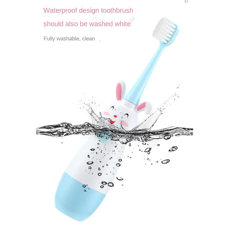 Children Sonic Electric Toothbrush for 3-12 Ages Kids Cartoon Rabbit Pattern Kids with Soft Replacement Heads Toothbrushes J257