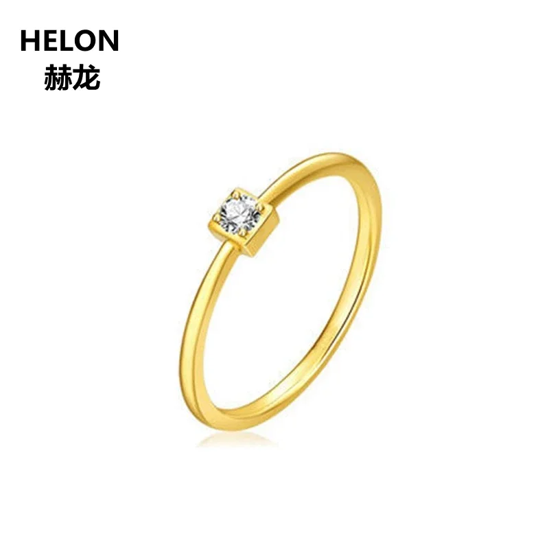 

Solid 14k Yellow Gold Natural Diamonds Engagement Wedding Ring for Women Classic Fine Jewelry 0.026ct SI/H Full Cut Gift