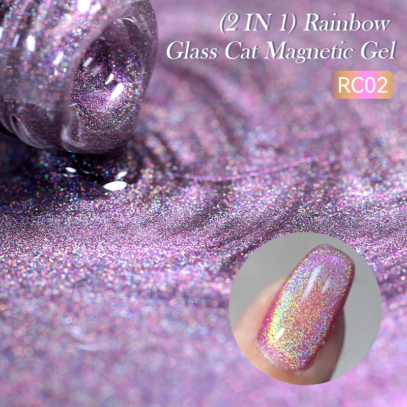 릴리큐트 7ML 레인보우 레드 글래스 라이트 캣 마그네틱 젤 네일 폴리쉬 샤이닝 세미 퍼머넌트 쏙 오프 LED UV 젤 네일 아트 매니큐어