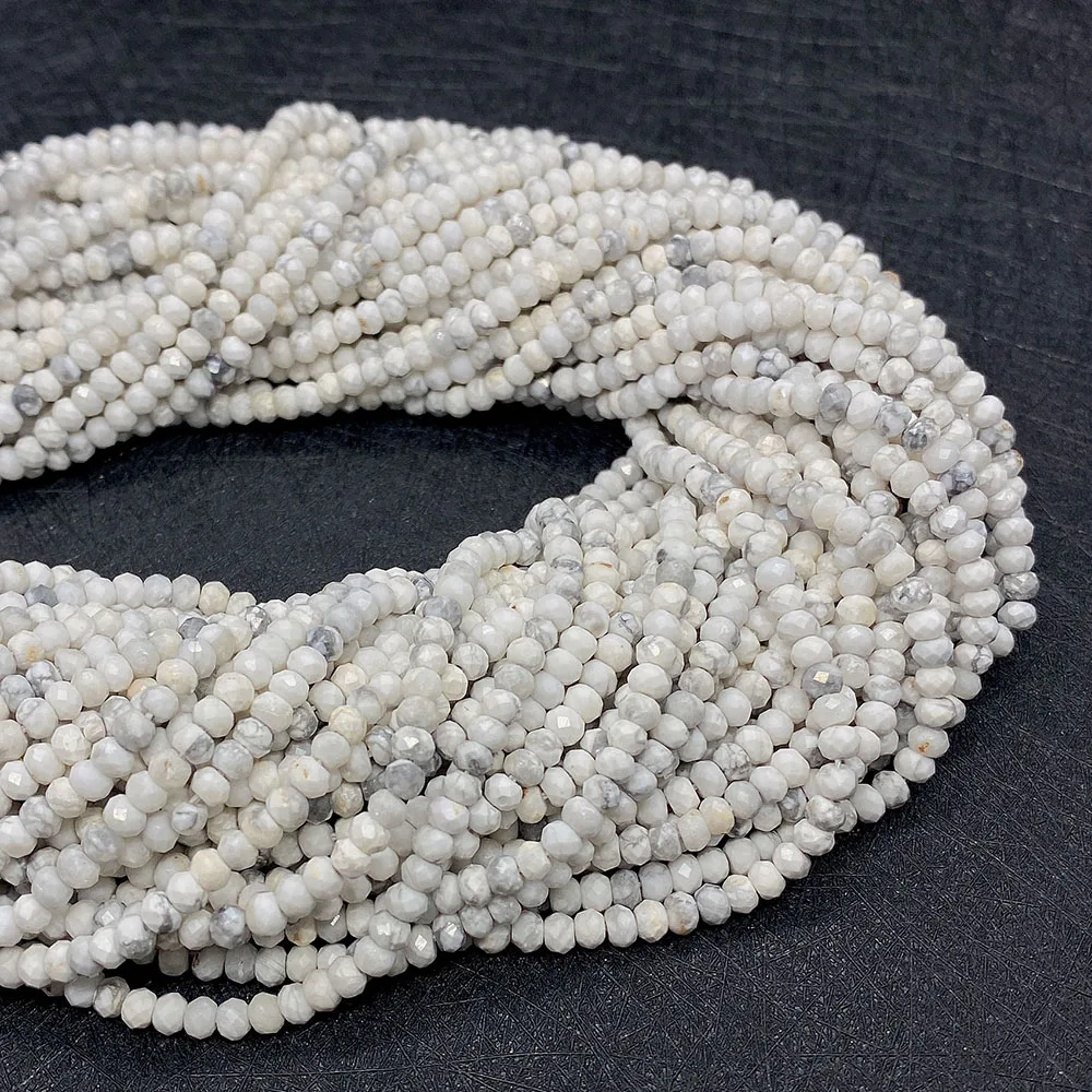 

Abacus Shaped Natural Stone White Turquoise Faceted Isolation Beaded Jewelry Making DIY Necklace Bracelet Accessories 38cm