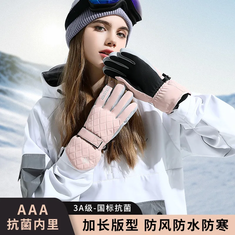 Winter Ski Gloves for Women Snowboard Thermal Gloves Keep Warm Water Wind Proof Velvet Cycling Bicycle Gloves