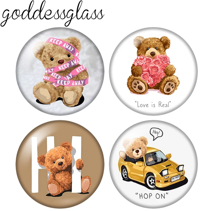 New Baby Bear Toy Photos 10pcs mix 12mm/18mm/20mm/25mm Round photo glass cabochon demo flat back Making findings