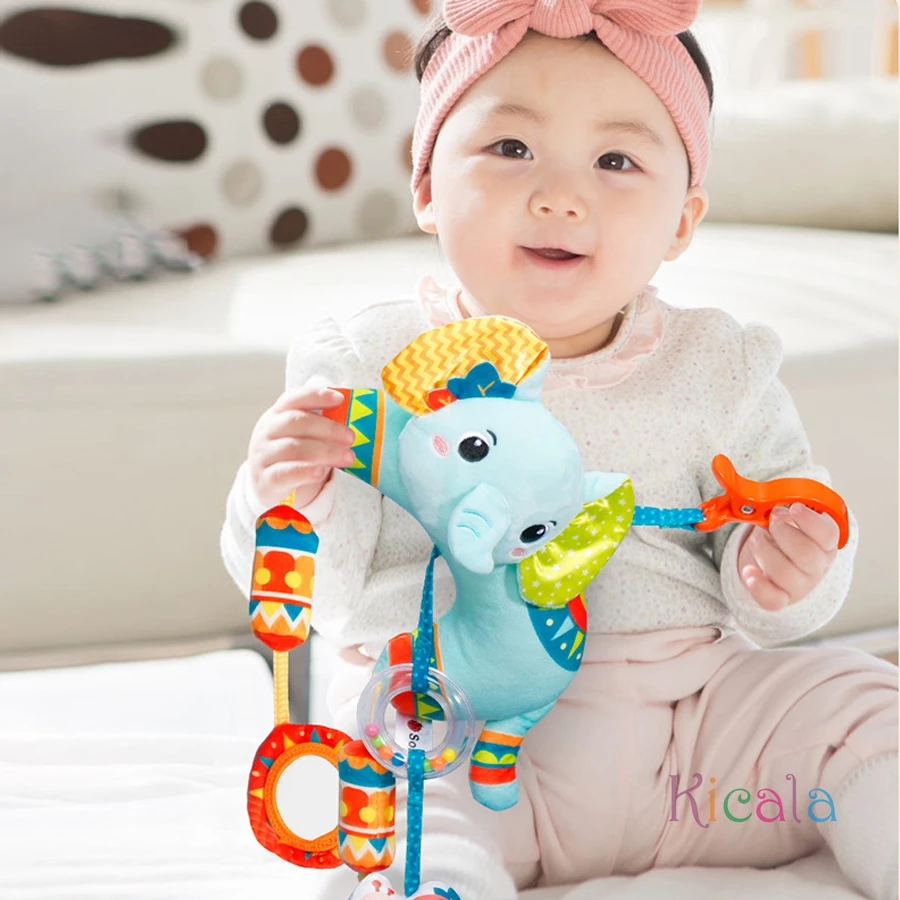 Giocattolo per bambini Seggiolino auto Passeggino Giocattoli Appesi Culla di peluche Campana colorata Morbidi sonagli sensoriali per bambini Massaggiagengive per bambini 0-12 mesi Regali