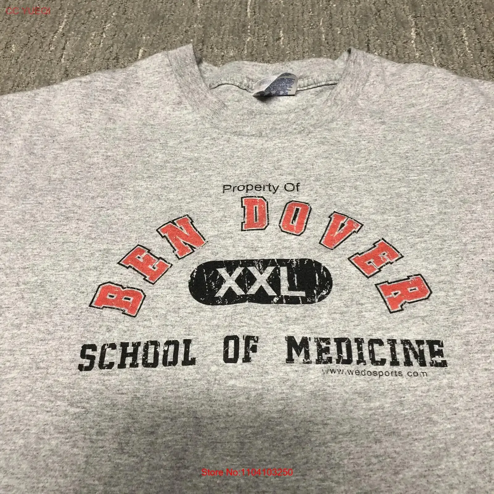 Vintage Property Of Ben Dover Dirty Novelty T Shirt Men s XL Grey Funny Humor vintage Washed streetwear graphic Versatile