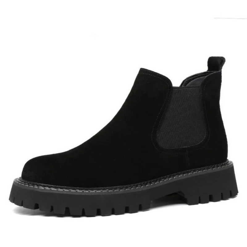 mens casual party banquet chelsea boots slip-on cow suede leather shoes cowboy autumn winter boot black stylish ankle botas male