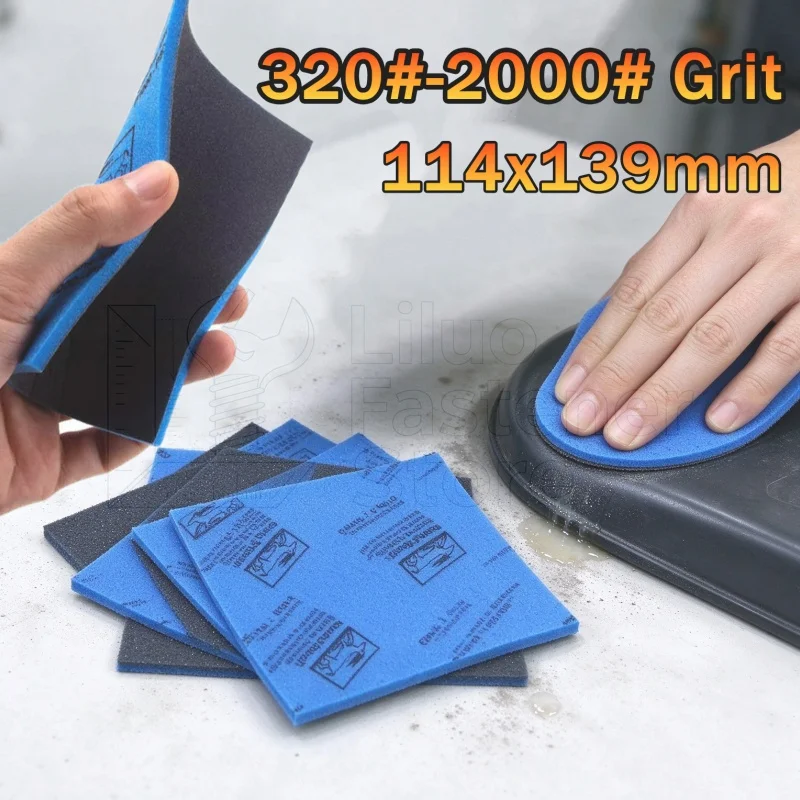 1/2/5pcs 320-2000 Grit Sponge Sandpaper, 4.5 X 5.5 X 0.2 Inch, Ultra-Fine Hand-Sanding Sponge for Both Dry and Wet Use, Flexible