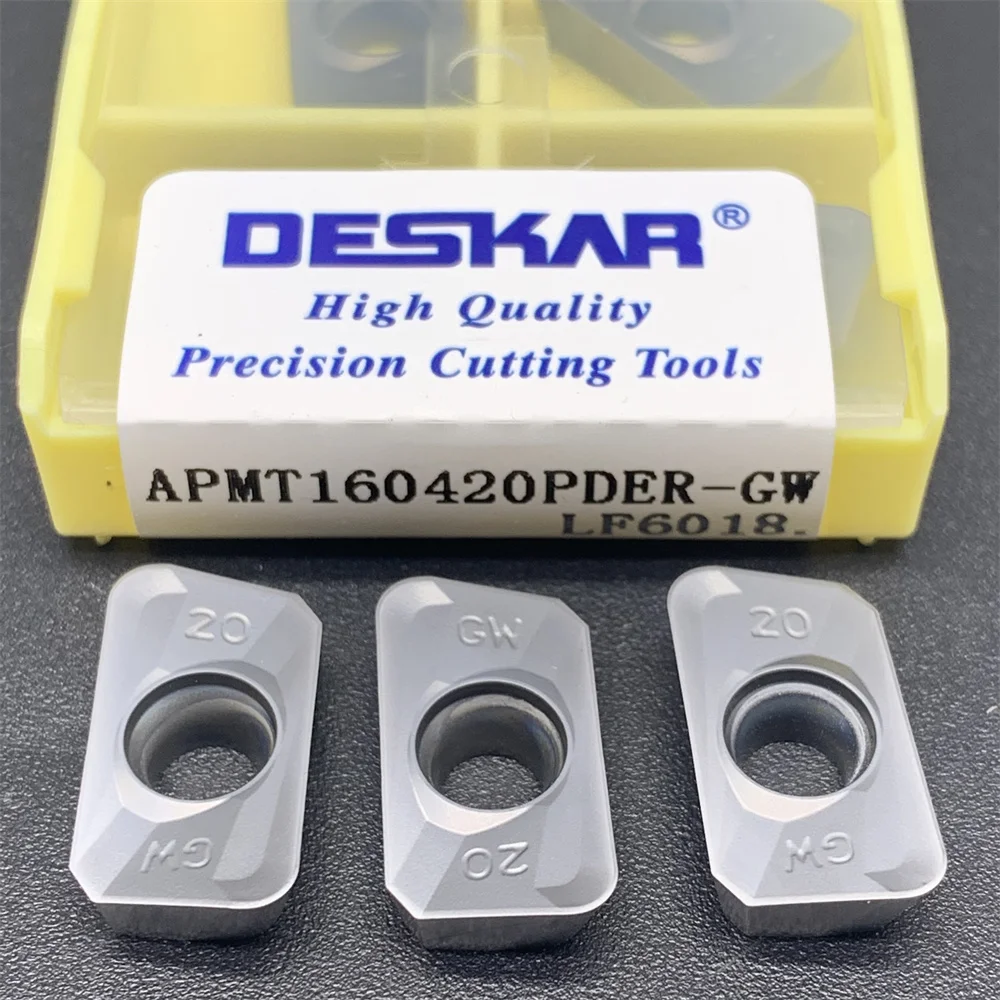 10PCS 100% DESKAR APMT160420PDER-GW LF6018 Mill Carbide Milling Inserts CNC Lathe Cutter  APMT160420 APMT1604