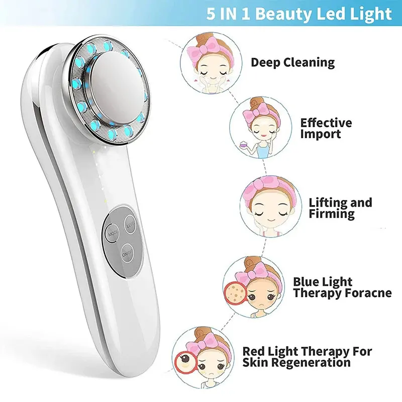 Portable EMS Ultrasound Wave Facial Massage Device Face Lift Skin Improve Roller Tool Skin Rejuvenation Deep Clean Massager