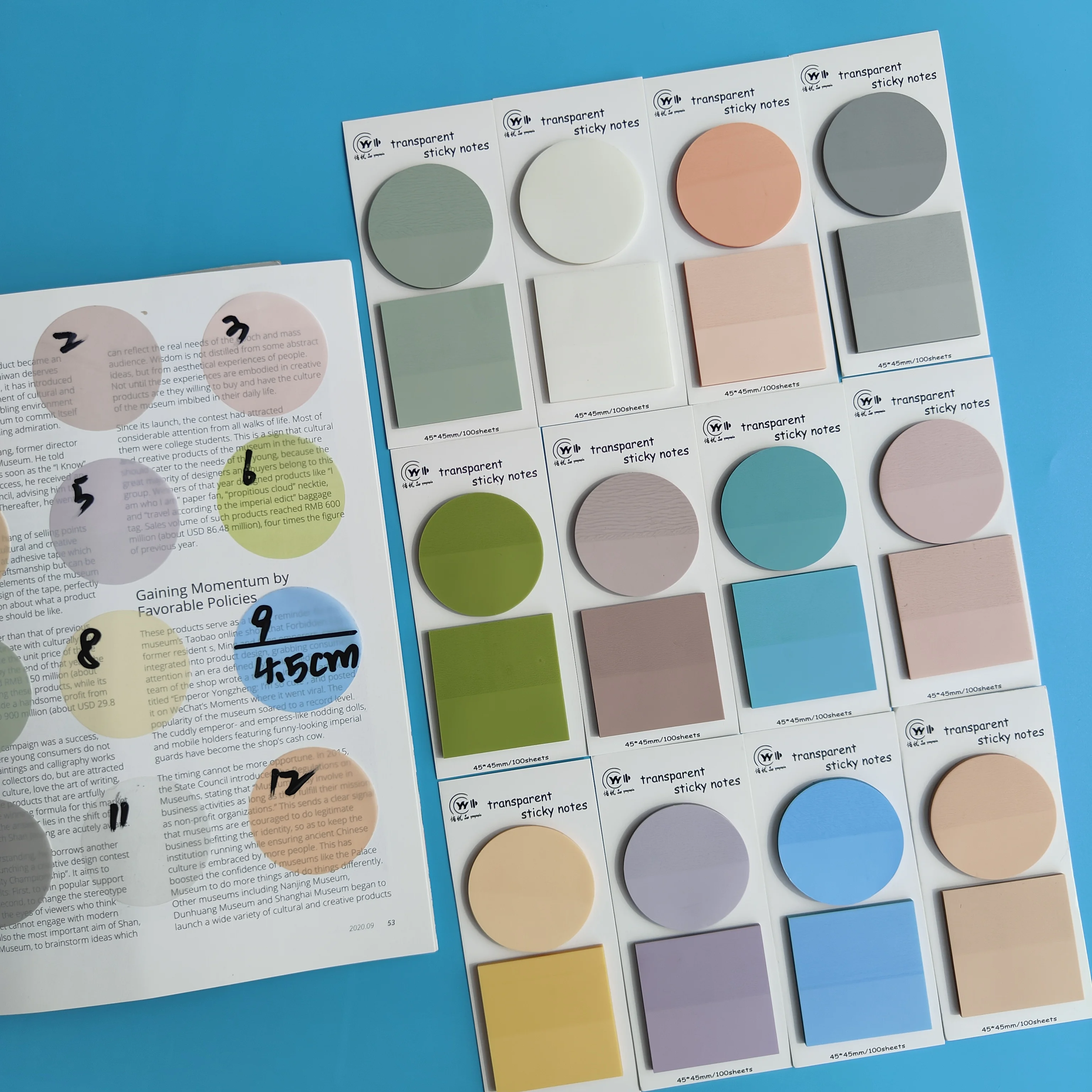 1200 Sheets Transparent Sticky Notes Self-Adhesive Annotation Books Notepad Bookmarks Memo Pad Index Tabs Stationery