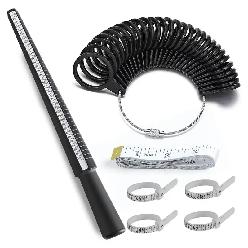 [NEW!A08R】 7-Piece Ring Sizer Measuring Tool For Both Men And Women Includes Finger Ring Measurer, Ring Sizers, Ring Making Kit