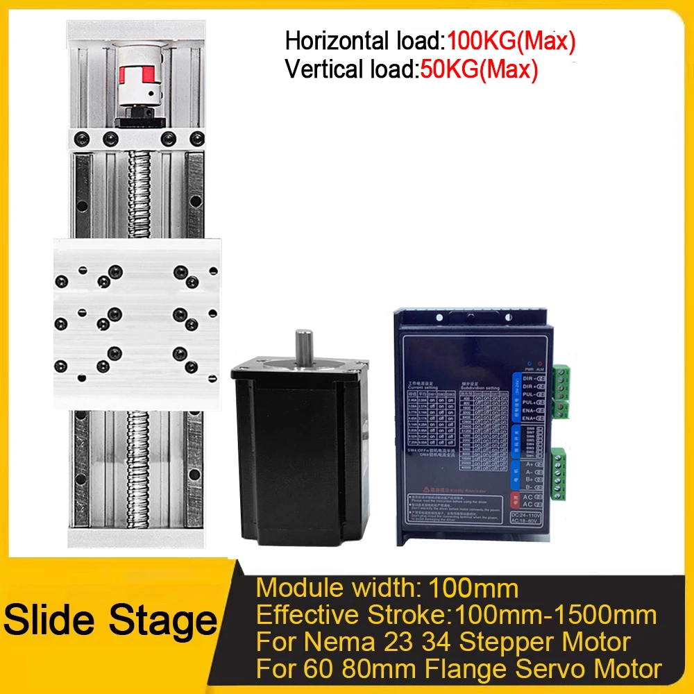 

Шаровой винт с двойной линейной направляющей оси XYZ1605 1610 для Nema 23 34 Шаговый двигатель 60 80 мм Фланцевый серводвигатель Maxload 100 кг