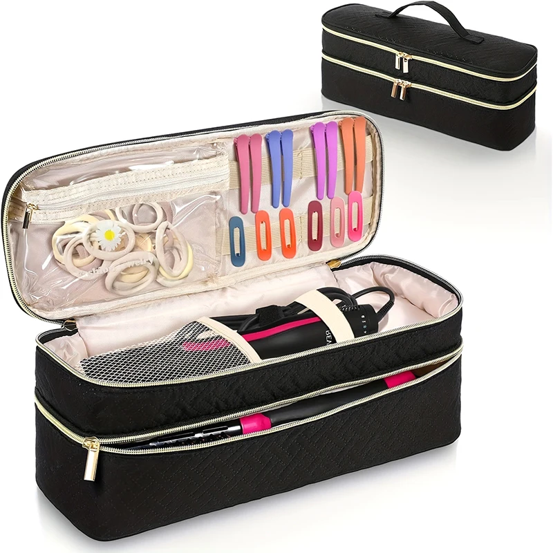 

Portable Hair Dryer Case Waterproof Large Capacity Hair Curler Bag Double-Layer Hair Bag Dryer Accessories Tools Travel Bag Gift