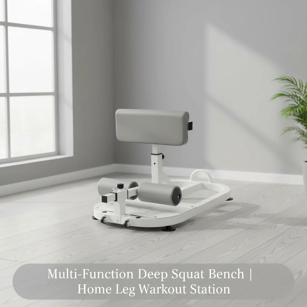 Multi-Function Deep Squat Bench, Home Gym Workout Station Leg Exercise Machine with Adjustable Depth 5 Settings, 551 lbs Capacity, for Squats Lunges Push-Ups, White