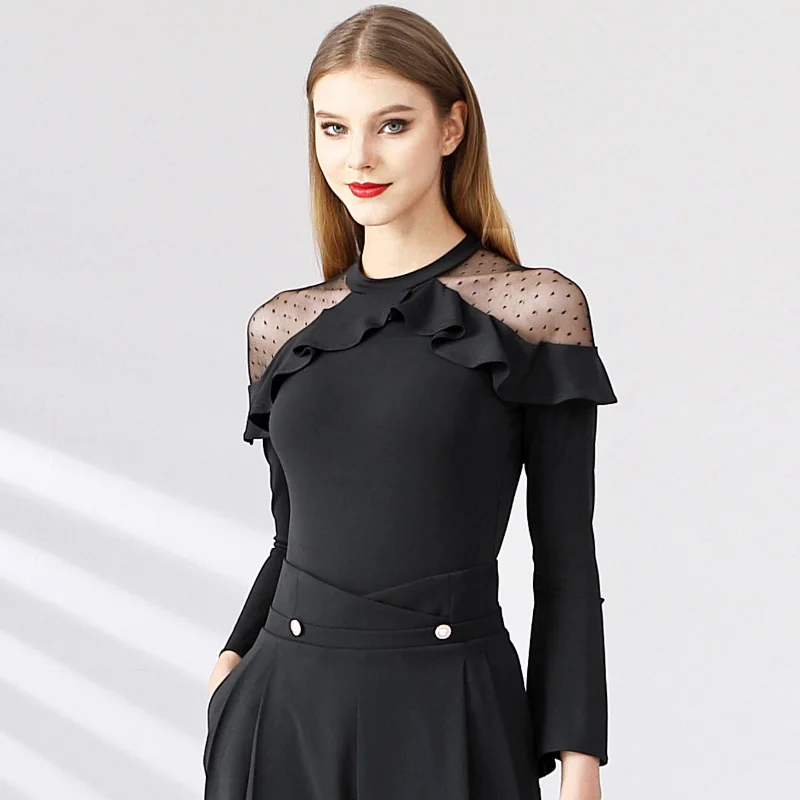 

New Shoulder Sleeves Modern Latin National Standard Square Dance Practice Top Waltz Dress