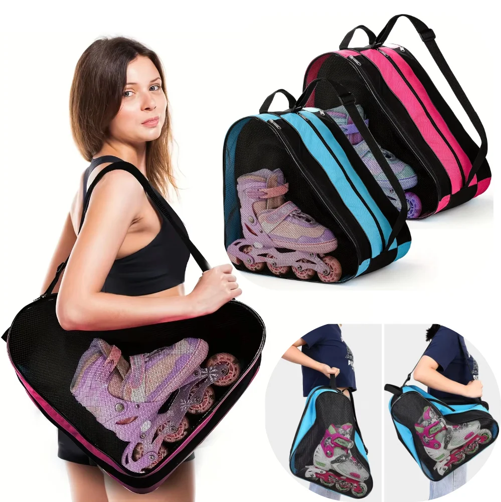 Roller Skate Bag Ski Snow Boots Bag Adjustable Strap Skiing Roller Skate Storage Bag Multi-Compartments Roller Skate Accessories