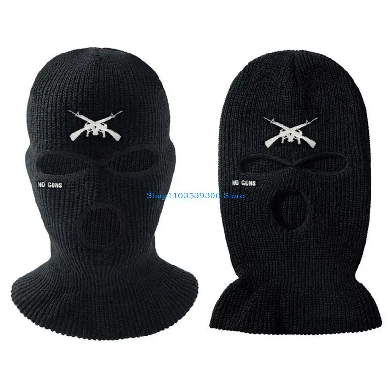 400A تأثيري العصابات القبعات ثلاثة حفرة يندبروف قناع الشتاء الدافئة على الجليد قبعة التطريز أقنعة دراجة نارية مريحة #5