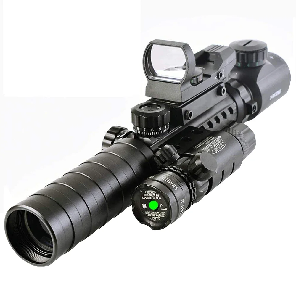 

Luger Tactical 3-9X32EG Optical Red Green Illuminated Crosshair Rangefinder Scope with Red Green Reflex 4 Reticles Scope