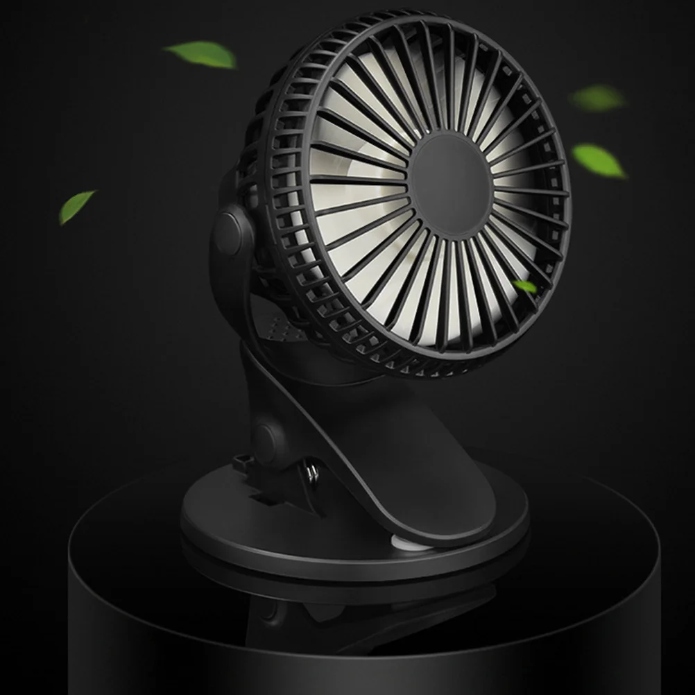 

360 Degree Rotation Mini Clip Portable USB Fan Black Without Adjustable Desk Fan Stroller Dorm Office Tent Camping