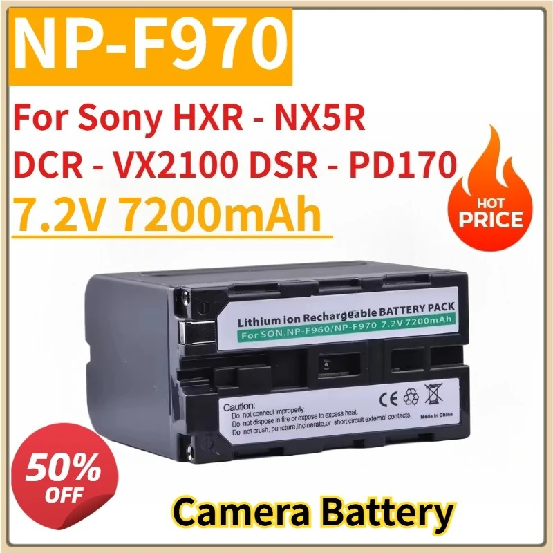 

New Camera Battery NP-F970 NPF-960 7.2V 7200mAh For Sony HXR - NX5R DCR - VX2100 DSR - PD170 video monitor photography light