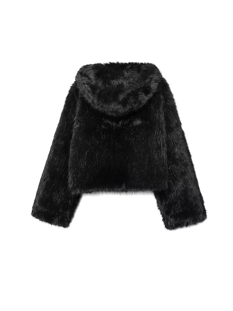 HH Frauen Winter Neue Mode Vielseitige Reißverschluss Mit Kapuze Faux Pelz Jacke Mantel Weibliche High Street Casual Langarm Tasche Jacke