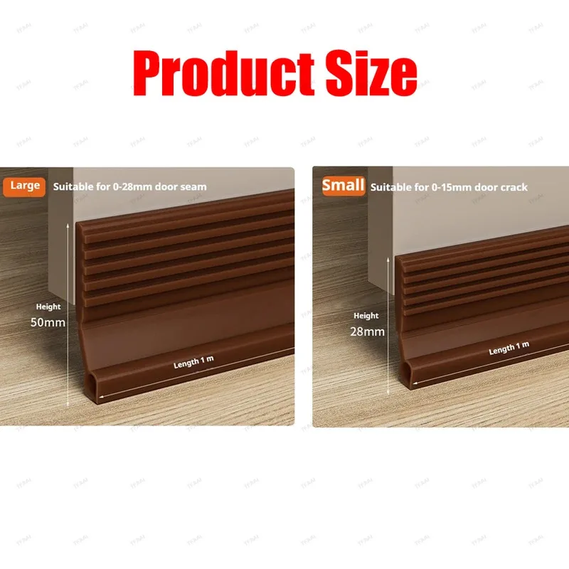 28/50mm Height Door Seal Strip Flexible Soft TPE Under Door Weatherstrip 1M Self-Adhesive Dustproof Windproof Stripping image 6