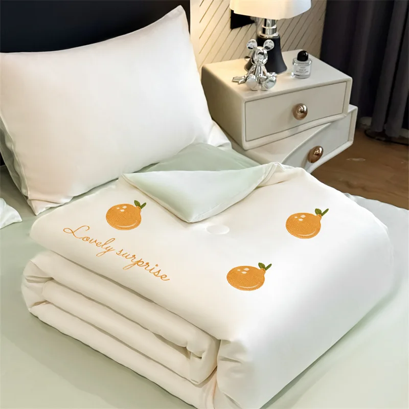2026 Hot Sale Ice Silk Bedding Set 4-Piece Summer Washing Cool Breathable Comforter Covers Sheets Pillowcases Home Dorm