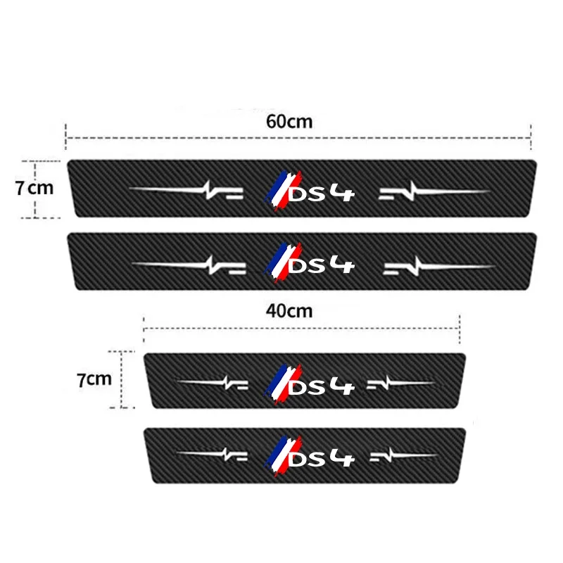 Carbon Fiber Car Side Door Threshold Stickers Protective Film for Citroen DS4 Badge Auto Tailgate Sill Decals Tape Pedal Guards