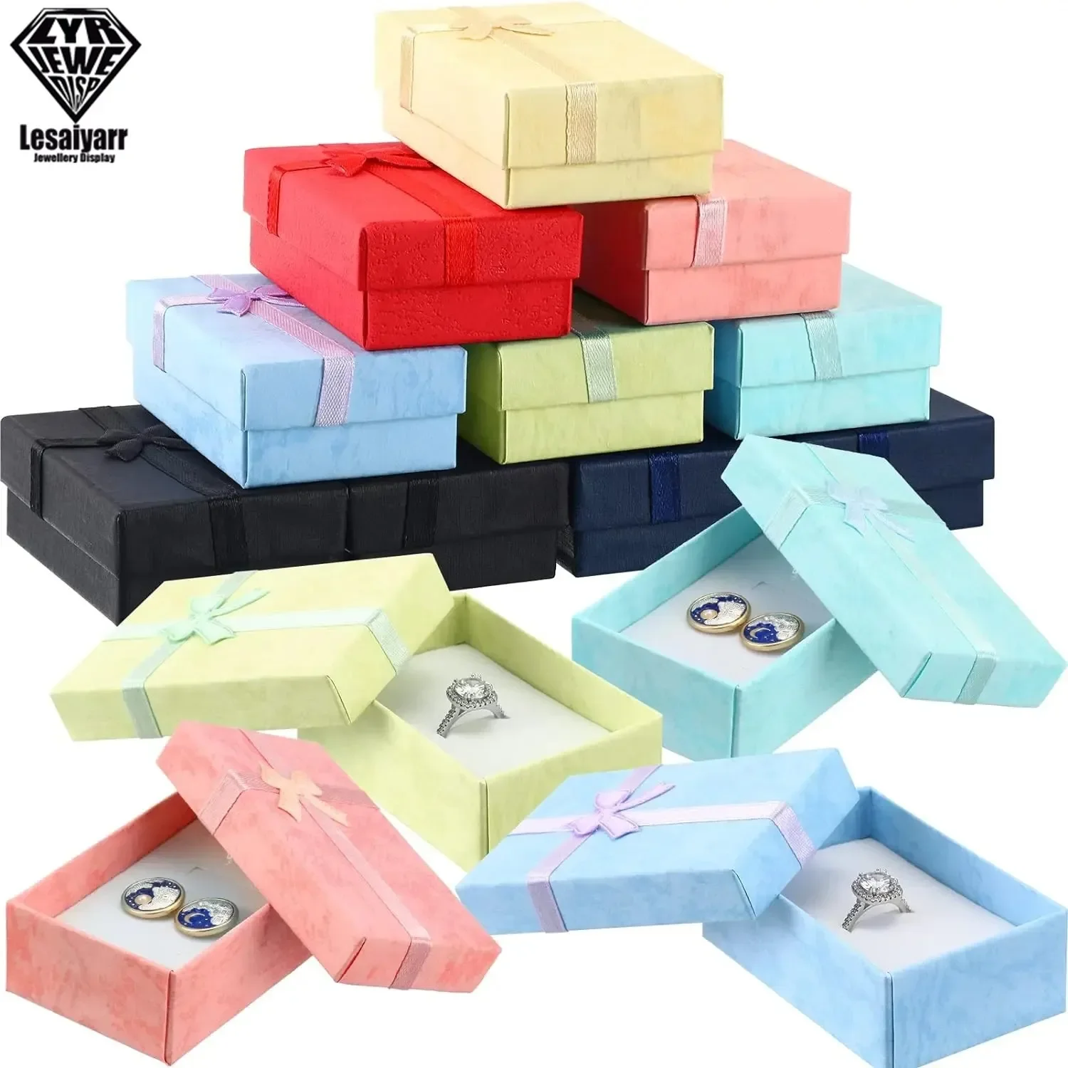 24 Pcs Jewelry Cardboard Gift Boxes for Packaging Decorative Empty Jewelry Boxes Colorful for Earring Necklaces Bracelets Rings