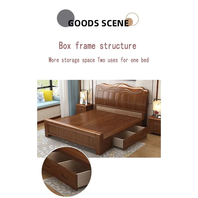 

European classic design wooden bed with box storage