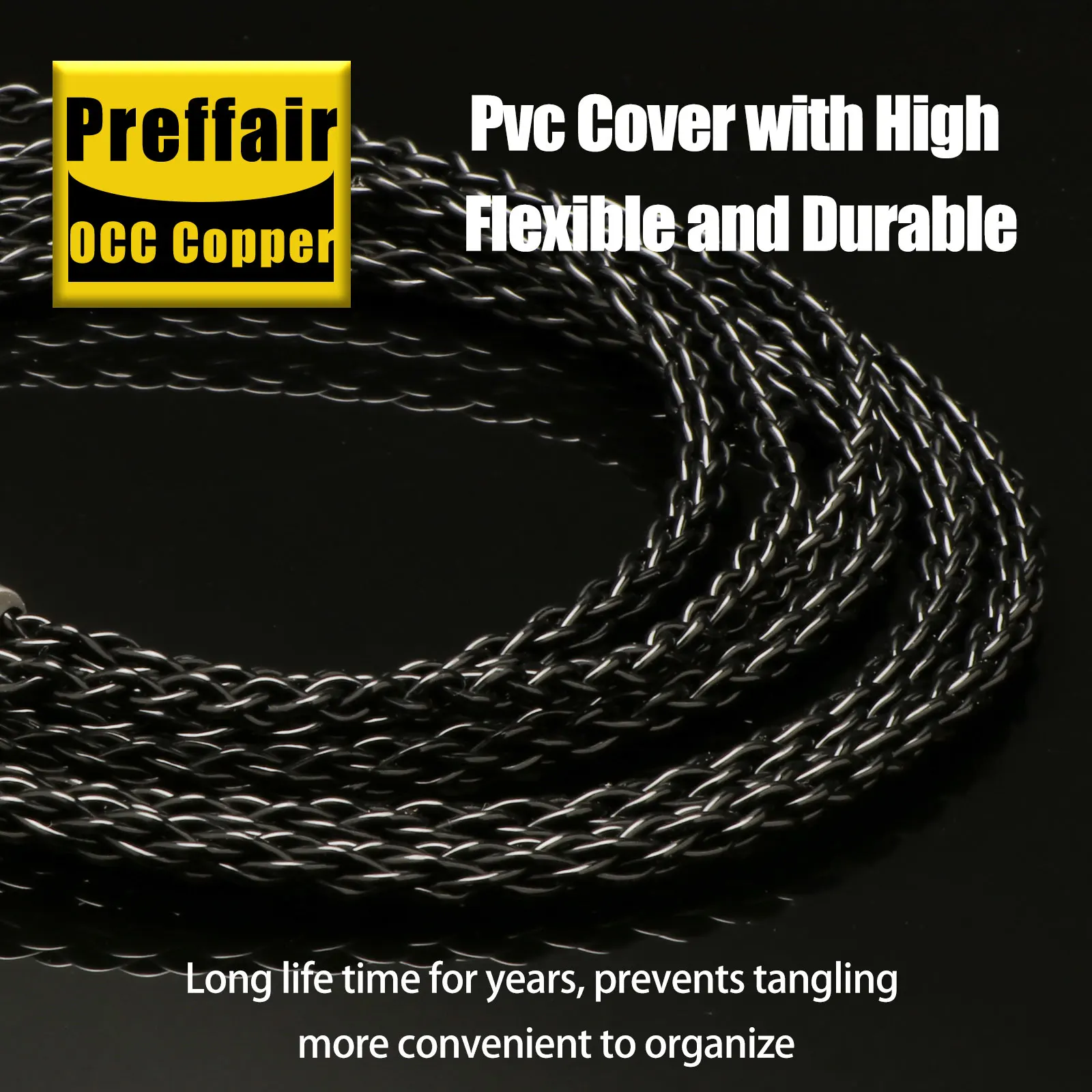 Preffair 8 Core 7N OCC Copper Silver Plated Black Earphone Cable Use for MDR-Z7M2 Earphone for MP3/Computer/Phone
