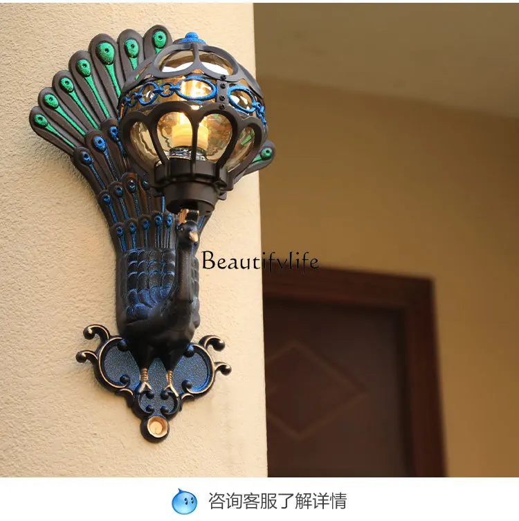 

Outdoor waterproof creative luminous peacock aisle outdoor terrace garden gate luminous piece