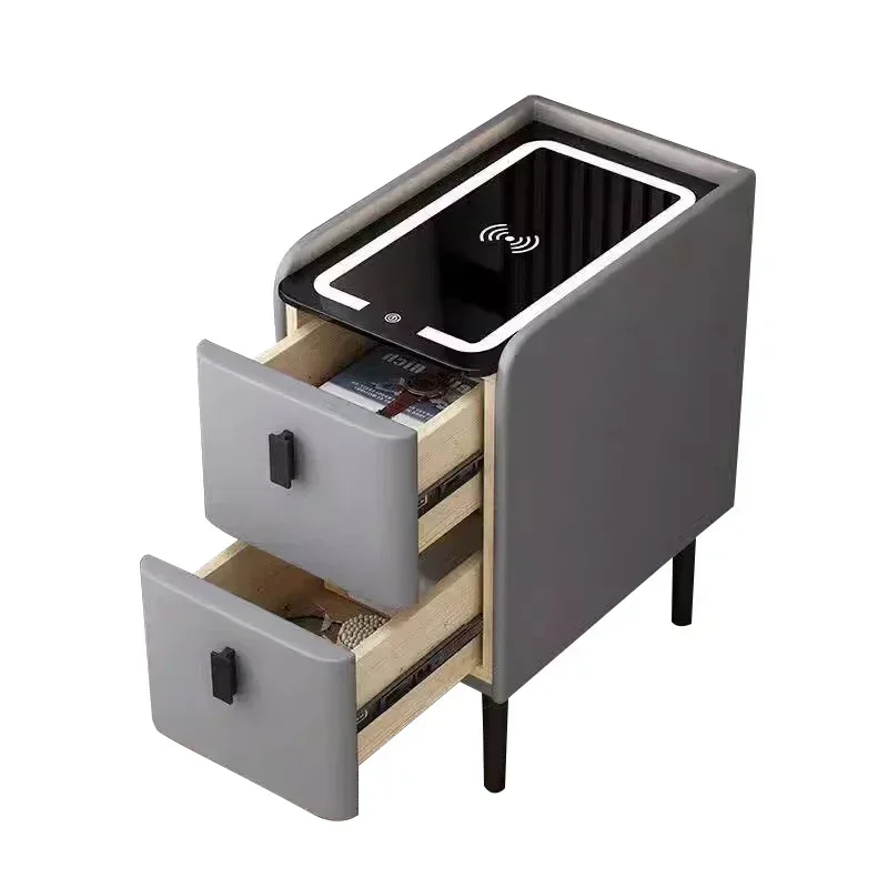 

##For Modern Minimalist Smart Nightstand with Charging Station Luxury Beside Table with Drawers Chest Bedside Cabinet&