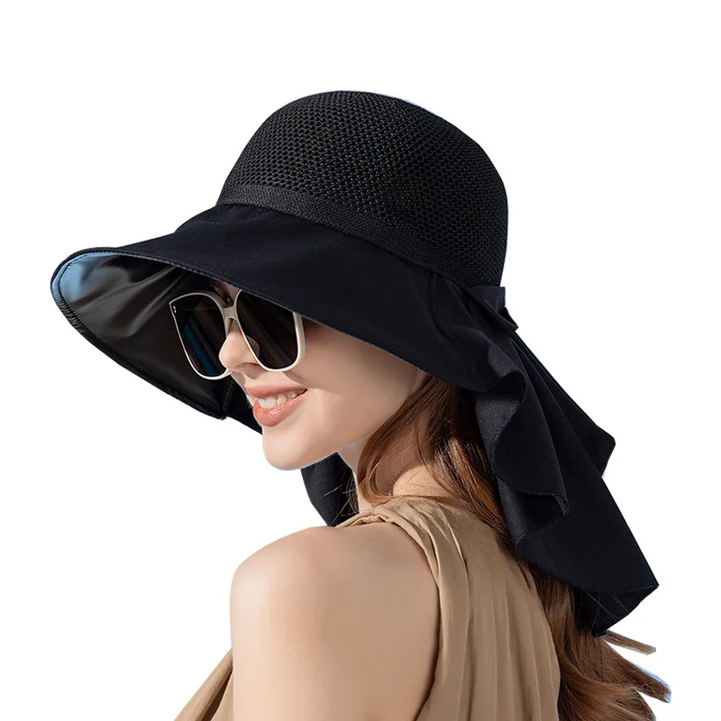 Summer Hat Women Large Eave Shawl Hat Outdoor Fashion Fisherman Hat Sunscreen Sun Protection Bucket Hats Travel Mesh Breathable