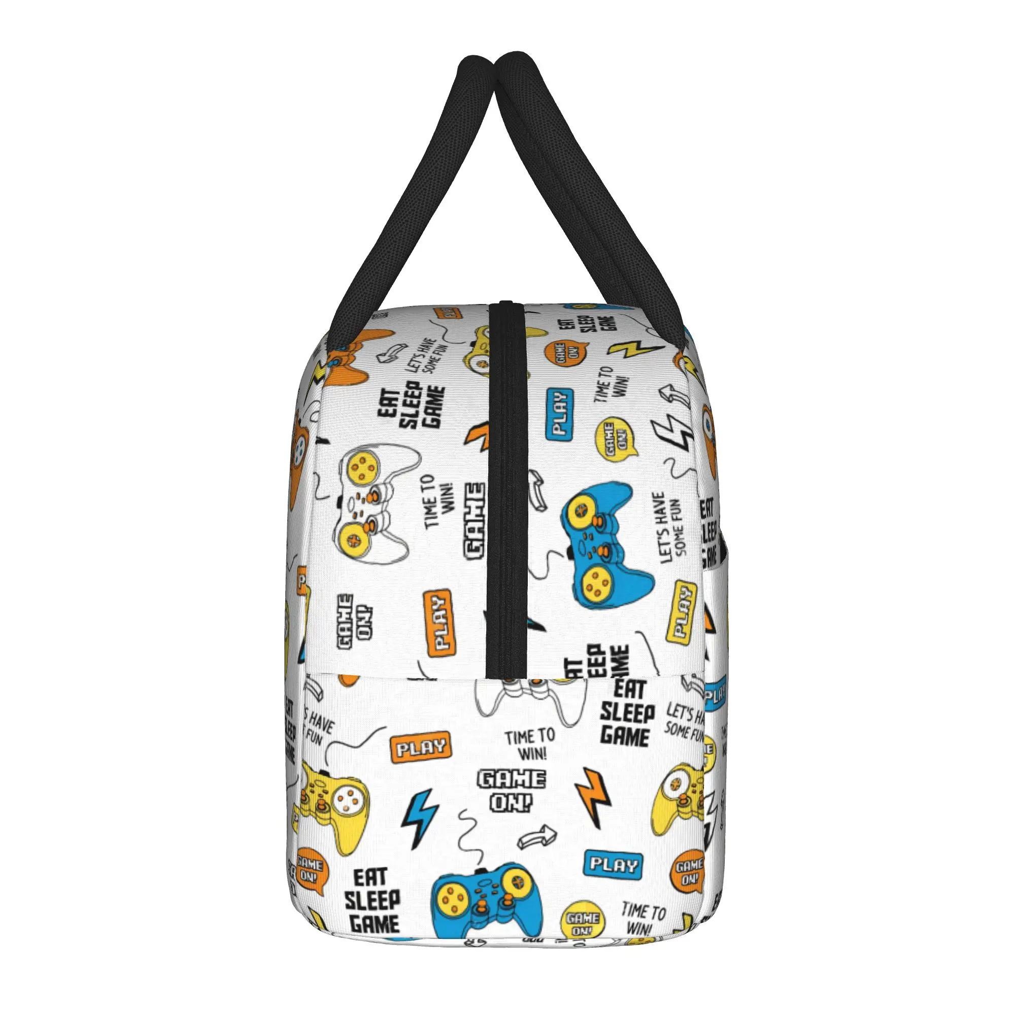 Video Game Gaming Controller Insulated Lunch Bag Cooler Bag Reusable,Meal Container  High Capacity Tote Lunch Box Bento Pouch