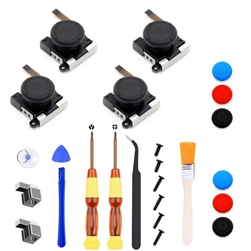 

【CLEARANCE】25PCS Set 3D Analog Joystick+Screwdriver+Joystick Cap For NS Switch Lite Joycon Controller Repair Accessories