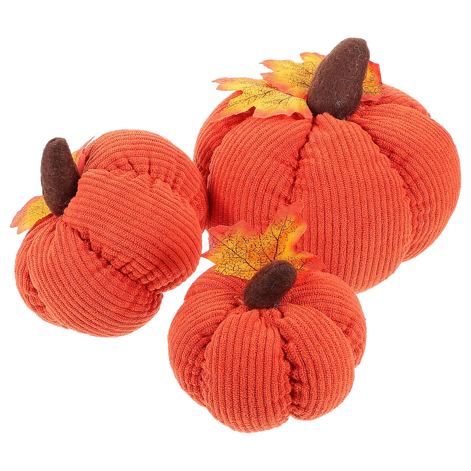 3 Pcs Corduroy Pumpkin Decorations Holiday Sets Thanksgiving Harvest Festival Fake for Outdoor Handmade Pumpkins