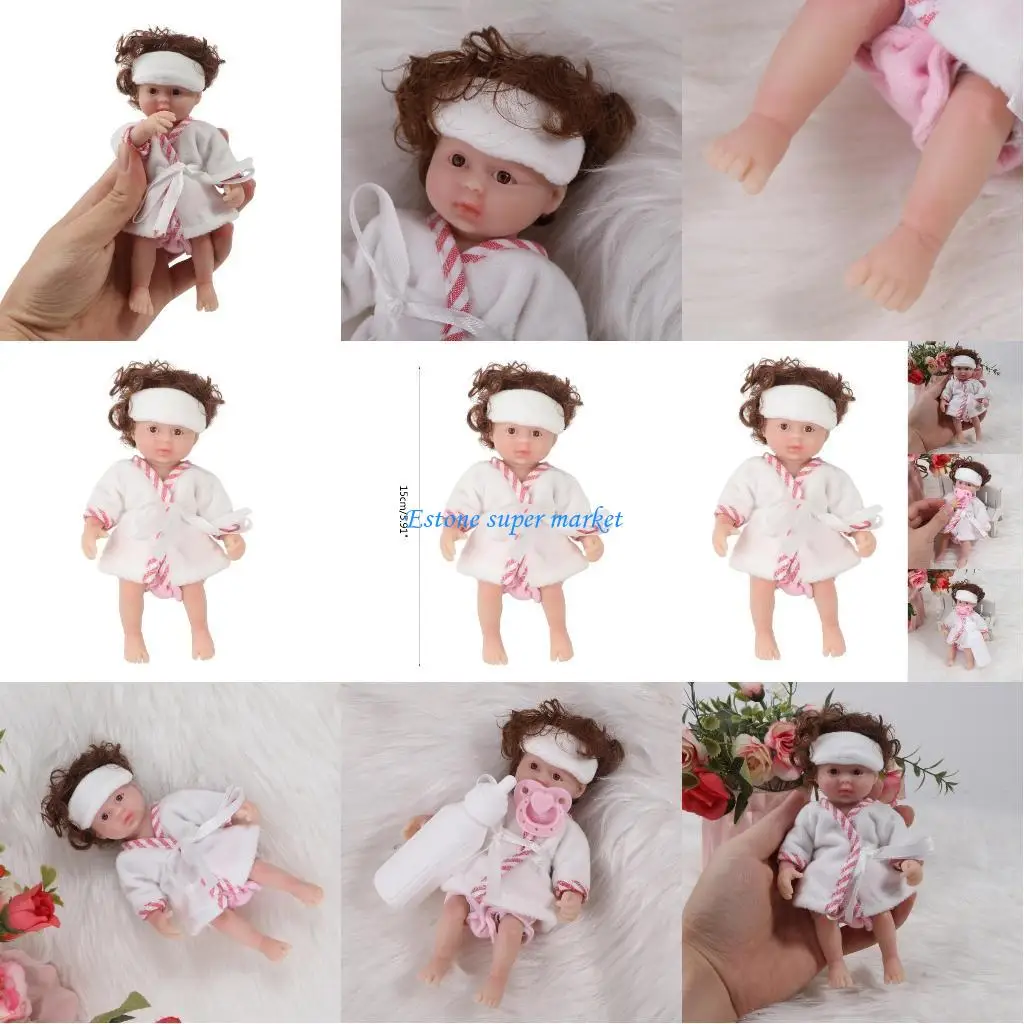 

090B 6-дюймовая силиконовая кукла Life Like, детская игрушка для сна, кукла для кормления, детская игрушка для ролевых игр