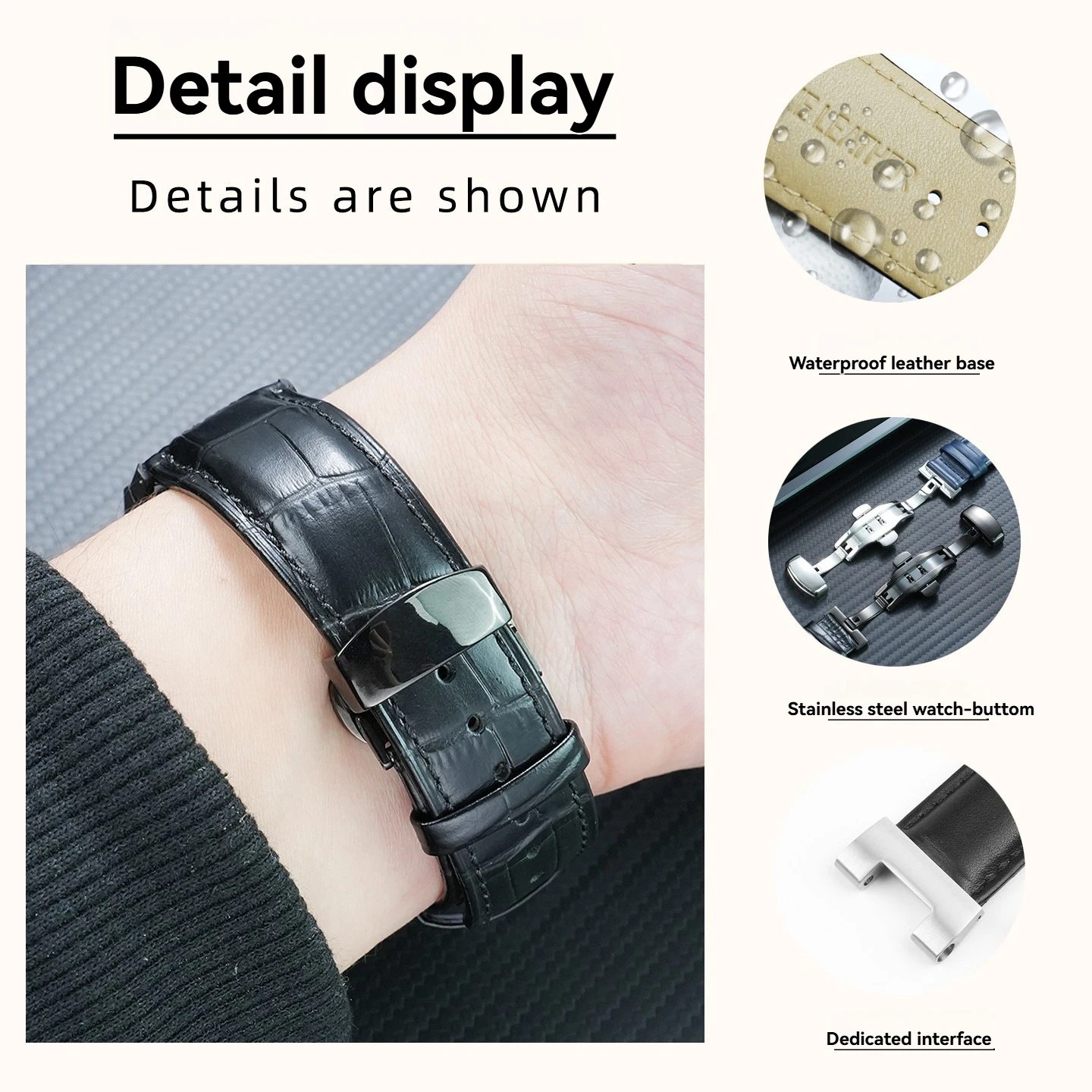 Leather watchband for Casio modified and upgraded first layer cowhide GST-B100/S110/W300/410 convex watch strap accessories