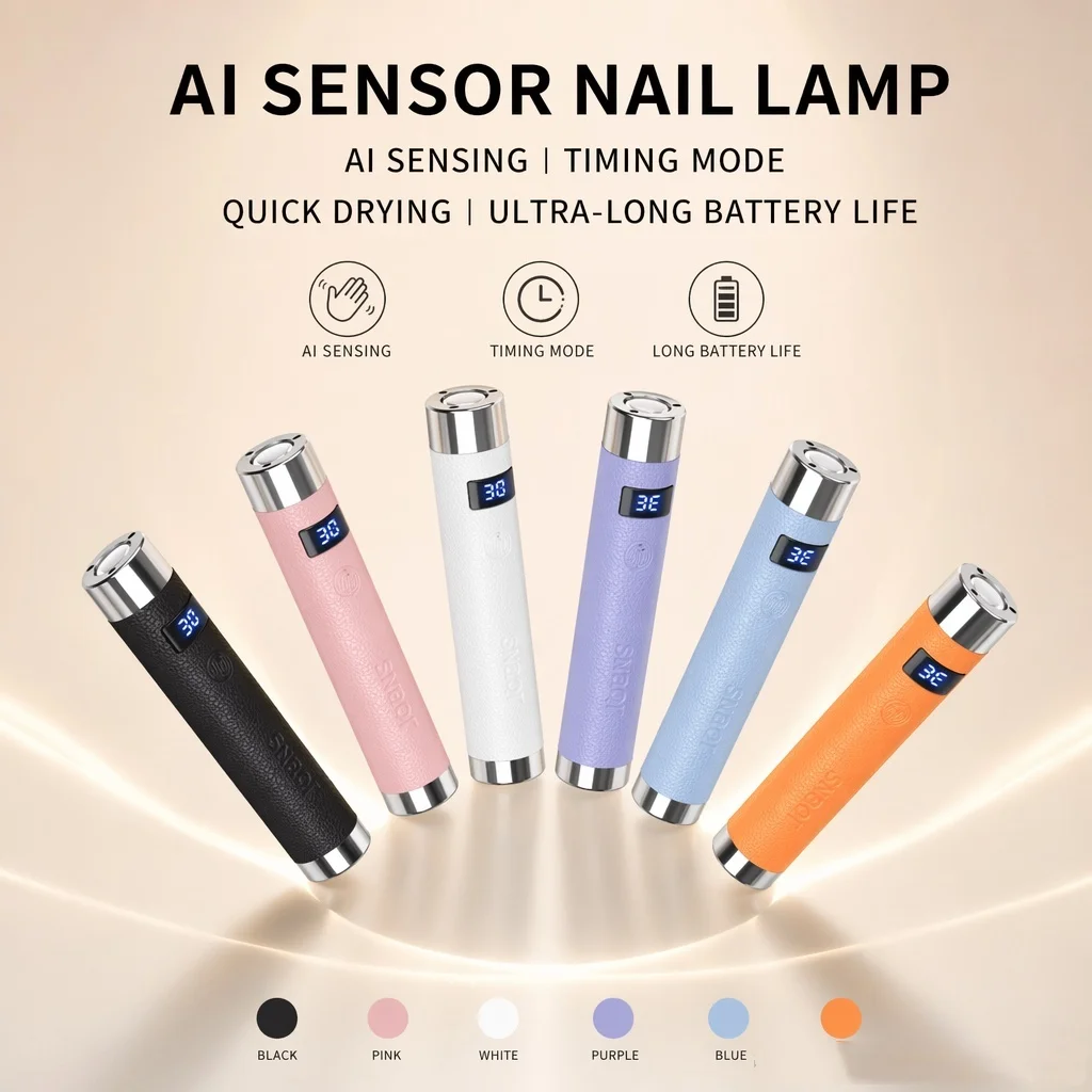 AI Nail Lamp Portable Handheld Wearable Nail Tips Gel Polish Curing Lamp Quick-Dry Light Therapy Lamp with Stand Gift